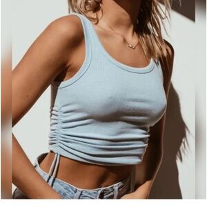 Light Blue Sleeveless Ribbed Top